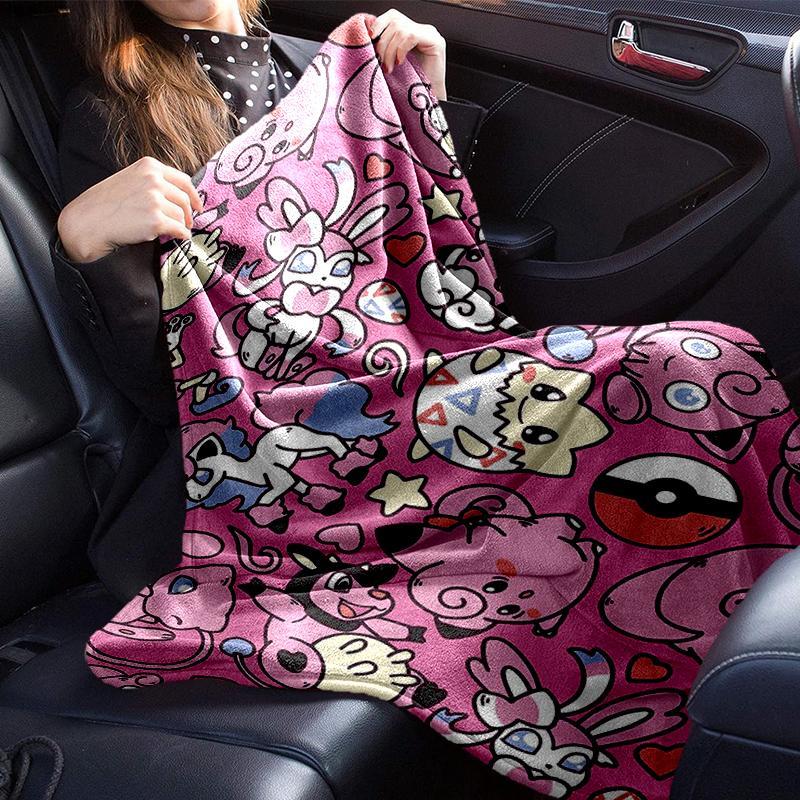 Pink pika Pattern Blanket Flannel Blanket for bed, sofa, Camping, Hiking, Picnic Essentials, gift for family Fan gifts