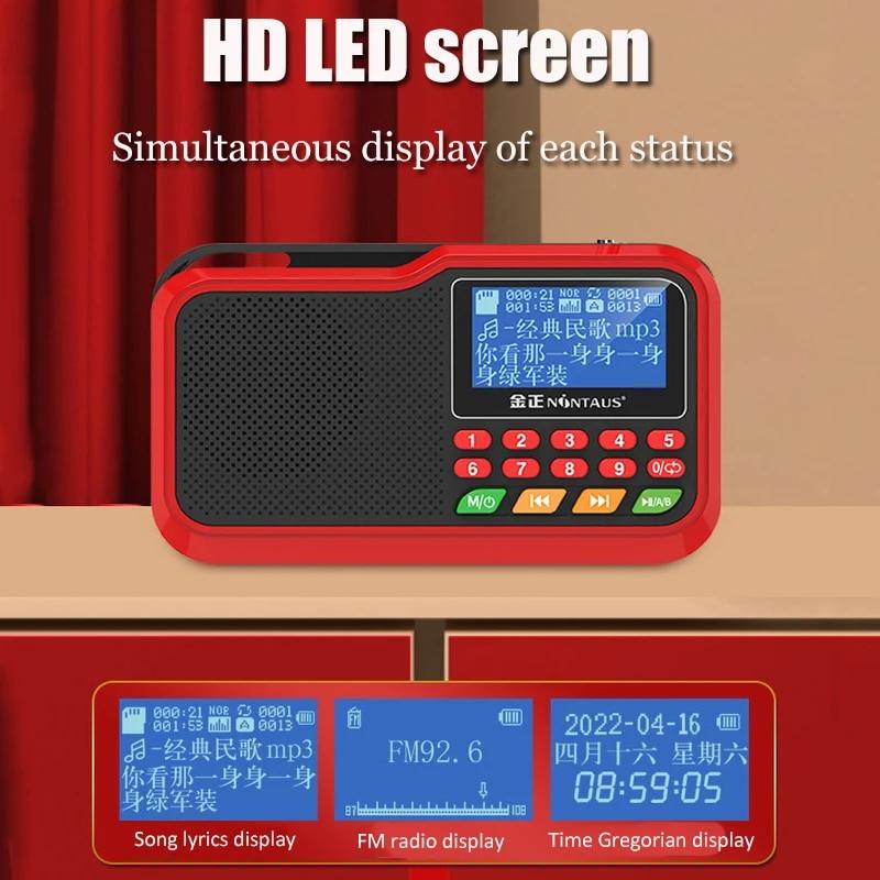 Портативный FM-радио, мини-радиоприемник, Bluetooth-динамик, музыкальный плеер с ЖК-дисплеем, поддержка громкой связи TFCard/USB/гарнитура