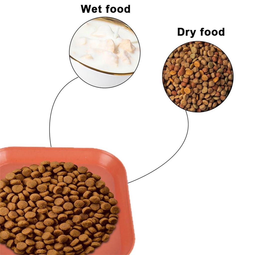 4 квадратных цвета, миска для кормления, миска для кошачьей еды, миски без усталости для влажного и сухого корма для котят и коротконогих кошек