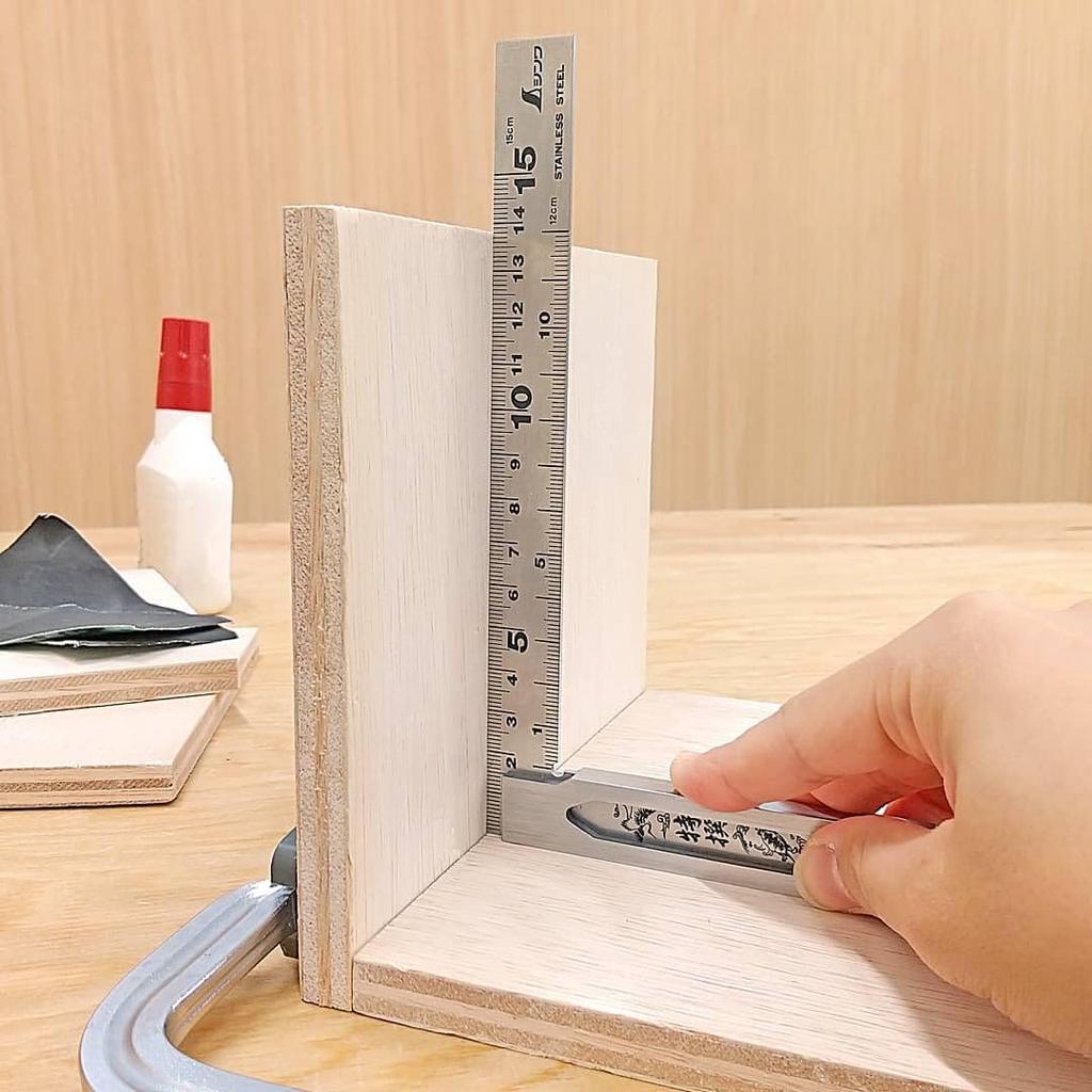 Shinwa Sokutei Perfect cm Stainless 62009 Square, Graduations, Steel, 15cm,