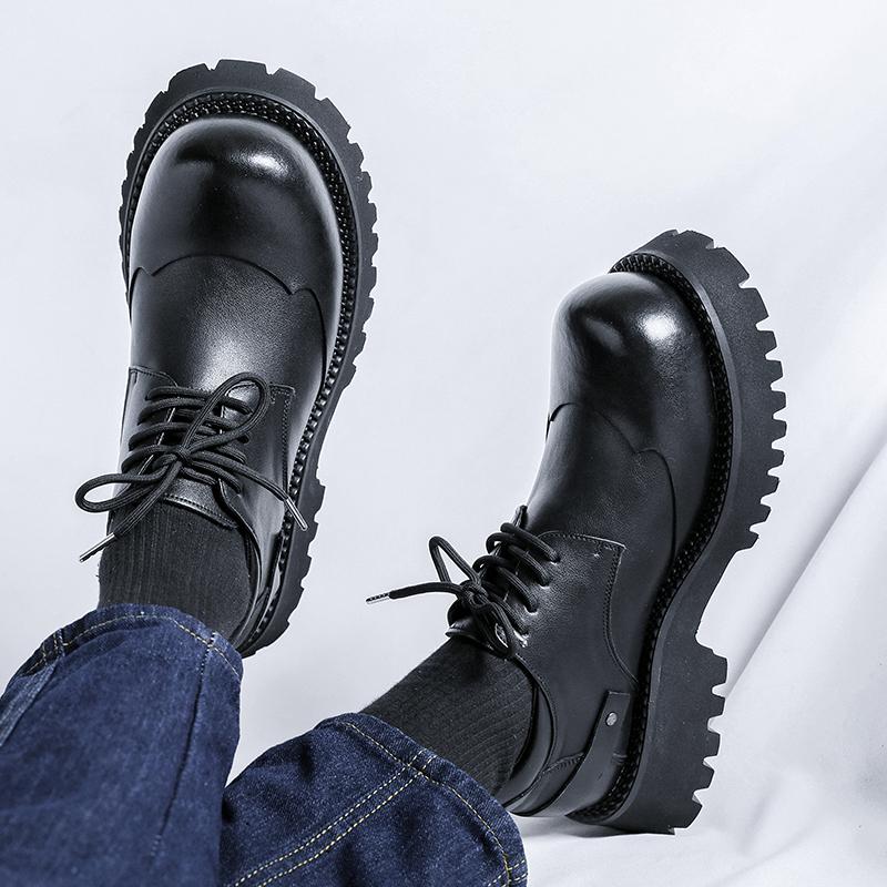 Дерби Толстая подошва Мужские туфли Модный минималистичный стиль Открытый Трендовый Вечеринка Офис Уличная молодежная Качественная черная повседневная обувь