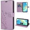 Case for Samsung Galaxy A16 4G/5G - BOOLING - Shockproof Synthetic Leather Purple Butterfly Pattern