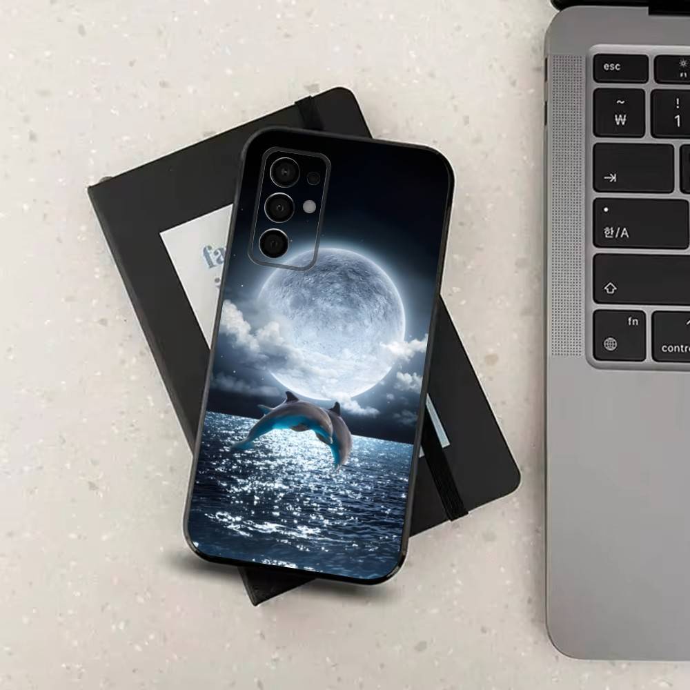 Милые Дельфины Океана Для Samsung Galaxy A73,31,32,72,41,53,52,71,22,5G,Note,J7,8,9 Мягкий Черный Силиконовый Чехол для Телефона