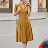 Women Casual Turn Down Collar Summer Short Sleeve Dress