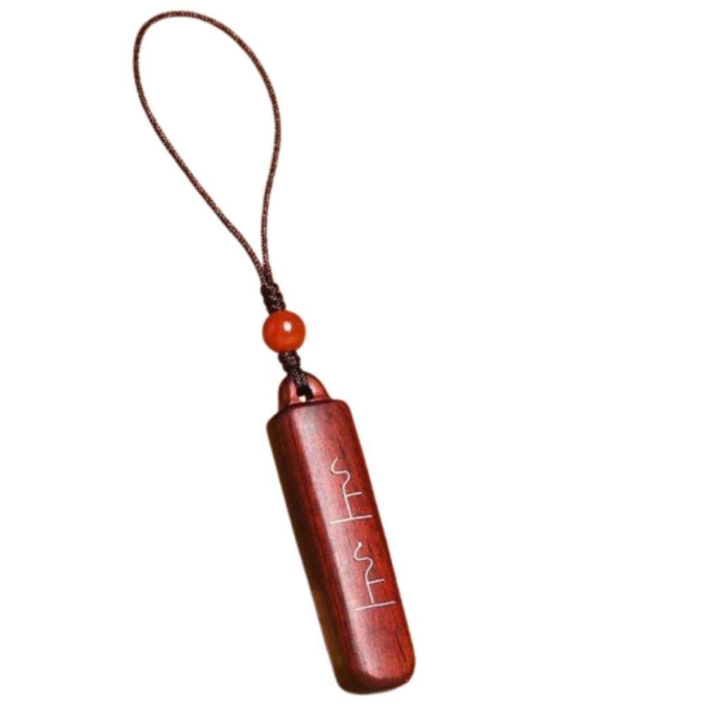 Chinese Style Black Sandalwood Car Key Ring Good Luck Wooden Carving Keychain Women