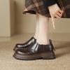 Мягкие и удобные лоферы женские 2025 новые британский стиль платформа толстый каблук один педаль круглый носок средний каблук маленькие кожаные туфли женские