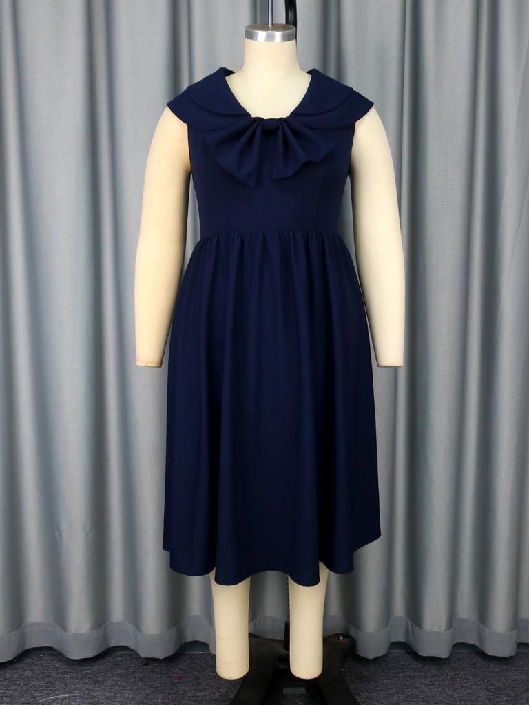 Sleeveless Bow Decoration A Line Dress Plus Size Elegant Flowy Design Garden Party Dress for Women Summer Casual Outfit Look