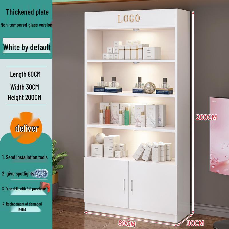 Lockable Glass Display Cabinet for Cosmetics, Gifts, and Wine - Ideal for Beauty Salons and Product Showcases.