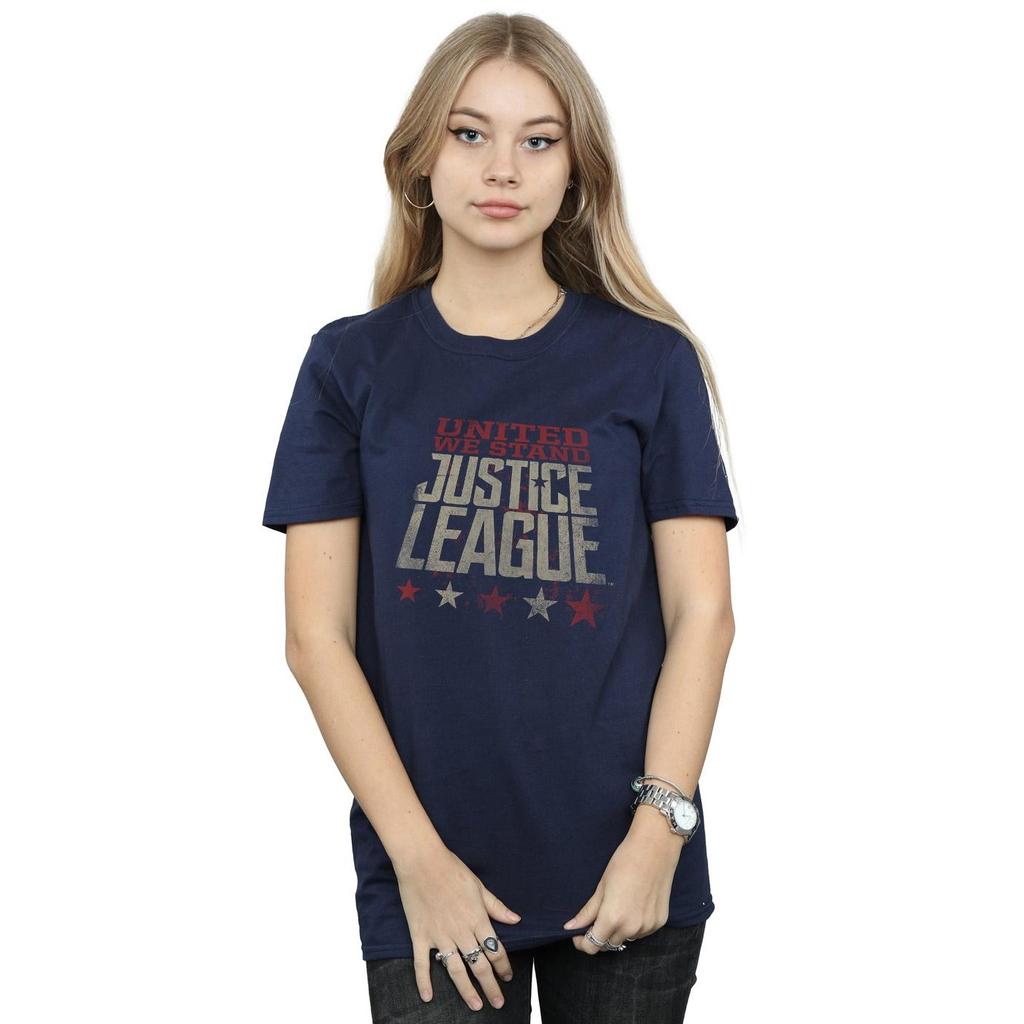 DC Comics Womens/Ladies Justice League Movie United We Stand Cotton Boyfriend T-Shirt