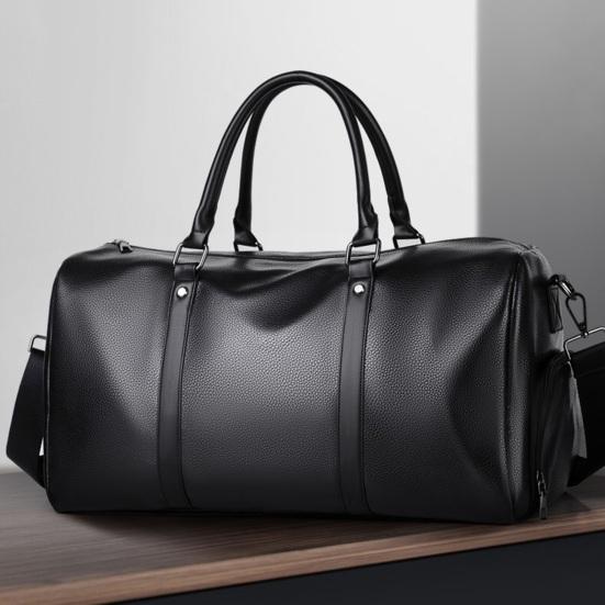 Сумка через плечо, выдерживающая большую нагрузку, прочная строчка, разделение на сухое и влажное, гладкая искусственная кожа, большая вместимость, одноцветная, унисекс, сумка для деловой поездки