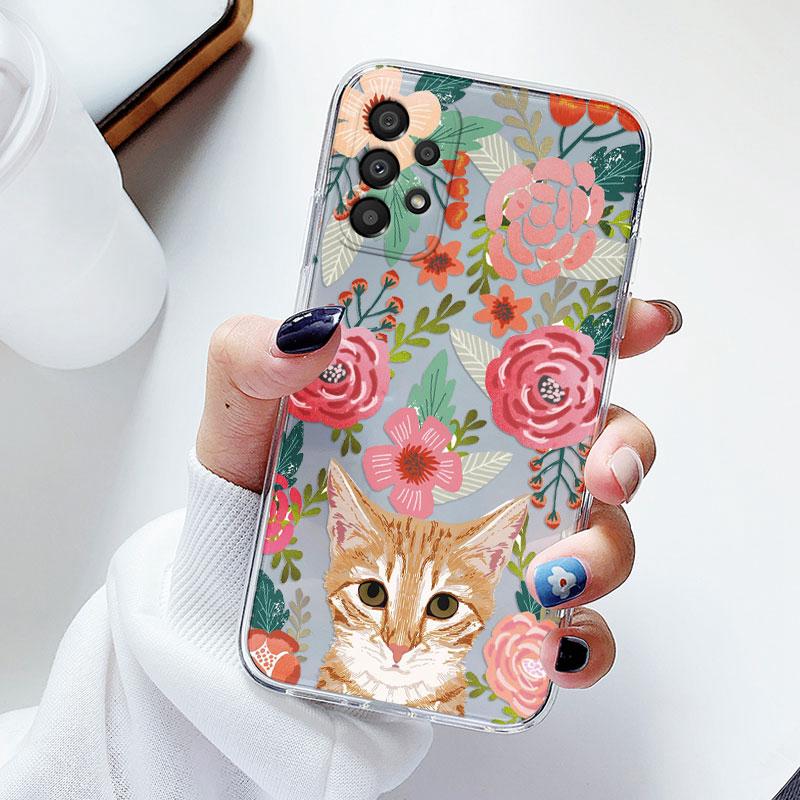 Чехол для телефона Samsung A53 5G A33 Цветочный силиконовый чехол для Samsung Galaxy A73 Fundas Coque Прозрачный мягкий Capas Цветочный ТПУ