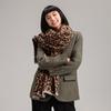 Fashion Leopard Print Double-Sided Imitation Cashmere Scarf Winter High-End Warm Shawl Women