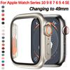Стекло+Чехол для Apple Watch 46мм 42мм 44мм 45мм 41 40мм Защитная крышка экрана Смена Ультра Бампер iWatch Серия 10 9 8 7 SE 6 5