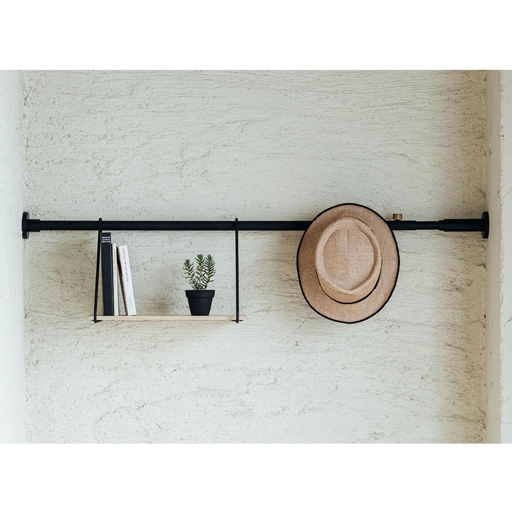 DRAW A LINE 002 Tension Rod B Black (D-B-BK) - Vertical and Horizontal Mounting, 115-190cm Wide, 15-2.5kg Load Capacity