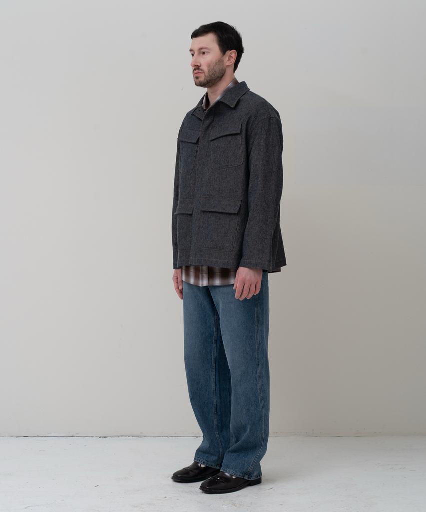 Mannergram [Imported Fabric] Indigo Fatigue Jacket