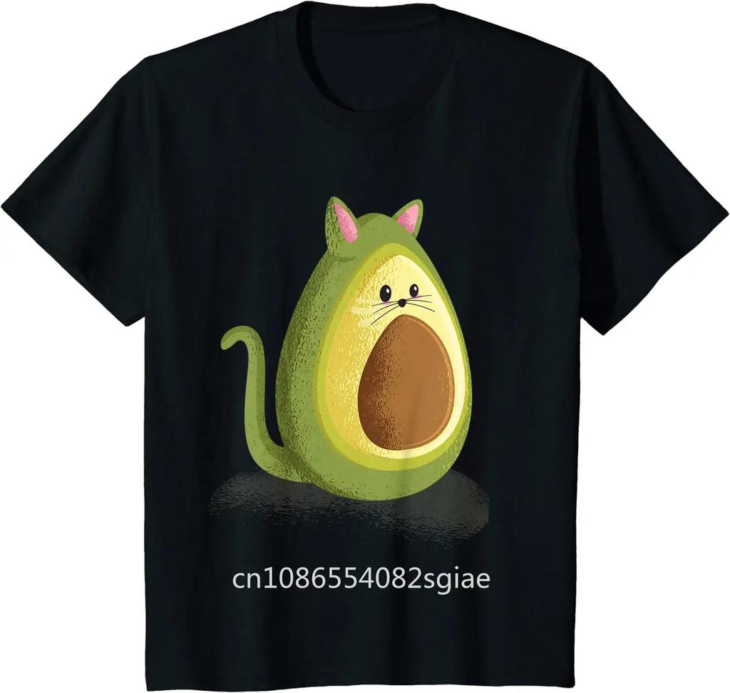 Avocado Cat Lover Kitten T-Shirt Men Clothing Oversized T Shirt Casual Cotton Daily Four Seasons Tees Mens T Shirts