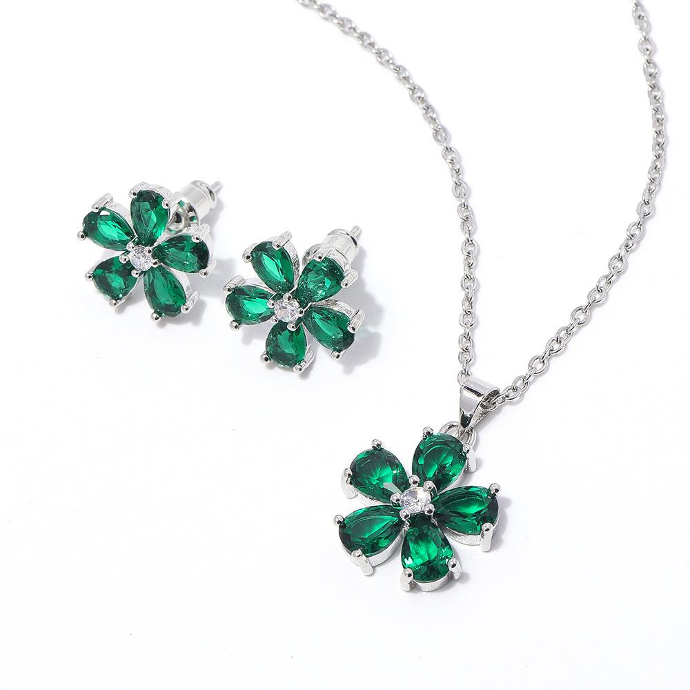 Маленький цветок циркон серьги комплект ожерелье Высококачественные сказочные аксессуары многоцветный дополнительный комплект ювелирных изделий для женщин