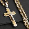 Orthodox Cross Pendant Necklaces for Men Stainless Steel Catholic Jesus Necklace  Silver Color Byzantine Chains Male Jewelry