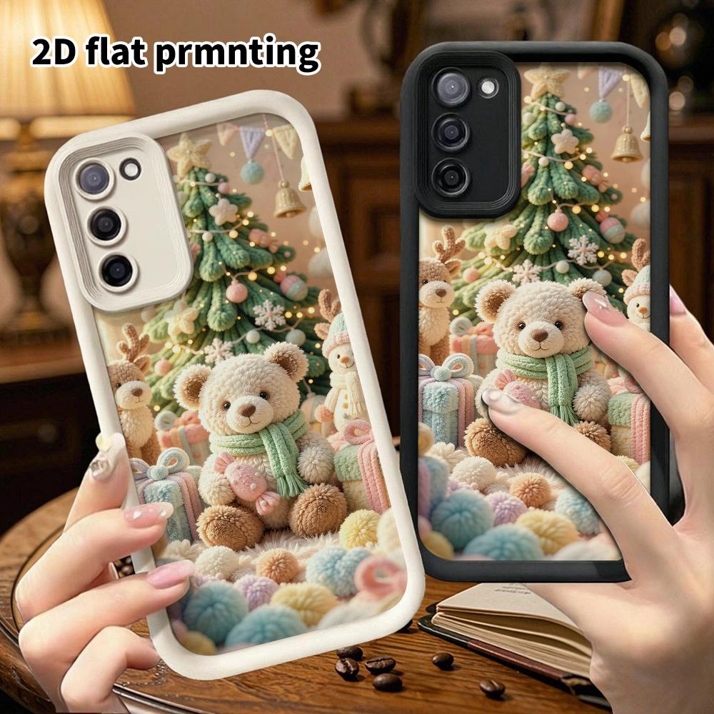 Phone case: 2D flat design suitable for Samsung Galaxy A34 A35 M05 M06 S20 S22 S21 FE Plus 5G protective case, bear gift party, perfect Christmas and