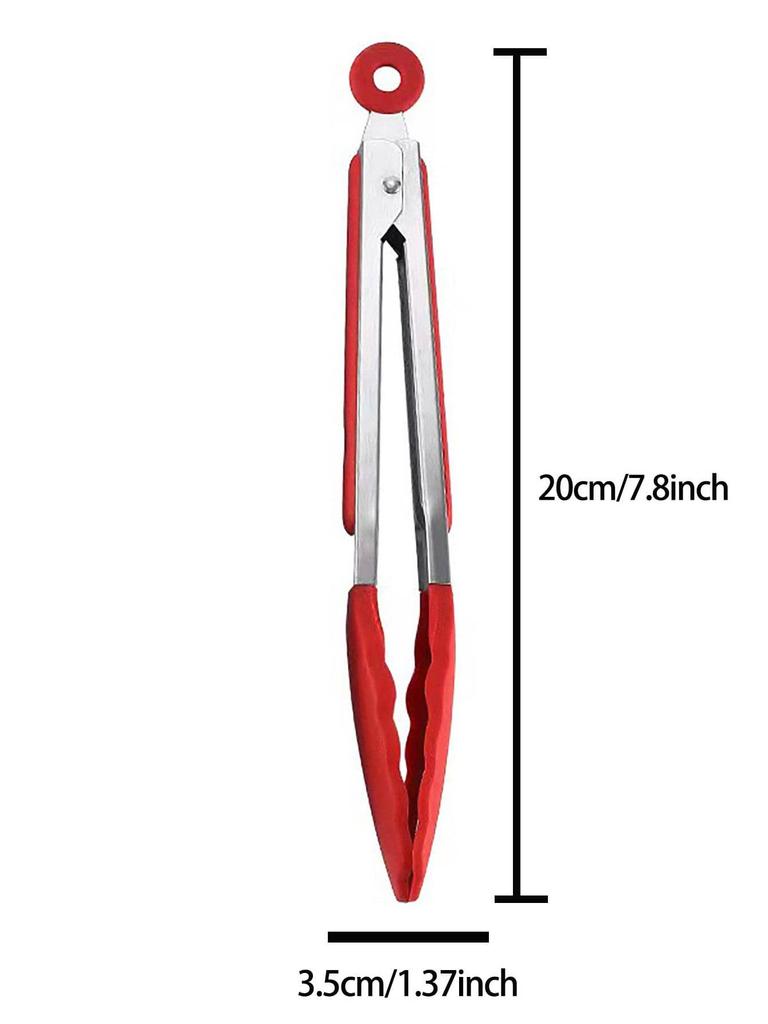 7,8-дюймовые силиконовые щипцы для барбекю из нержавеющей стали, кухонные щипцы с нескользящей ручкой для салата, хлеба, сервировки, кухонные аксессуары