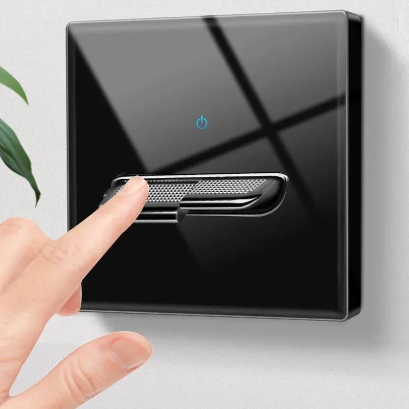 Черная закаленная стеклянная настенная панель выключателя LED 1-4Gang ретро тумблерный выключатель света стандарты ЕС и Великобритании 2 USB розетки, европейская розетка 16A