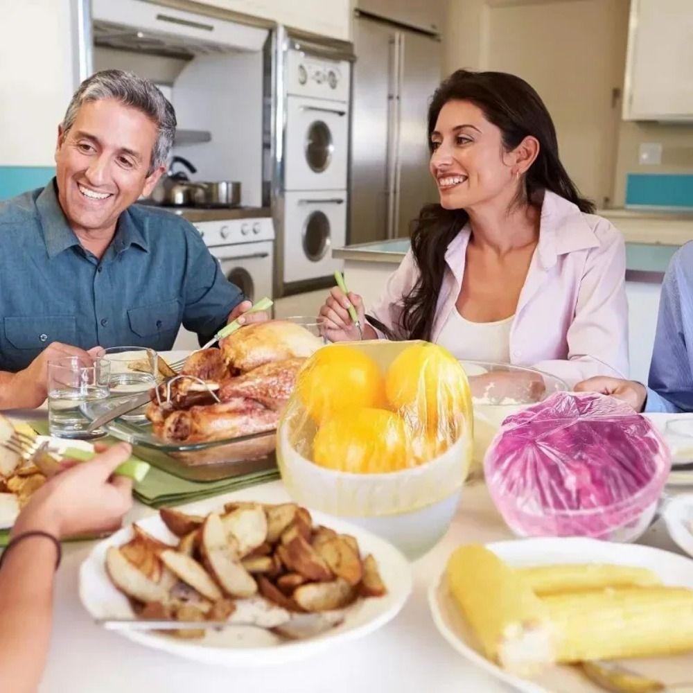 60Pcs Disposable Food Storage Covers Colorful Wrap Bowl Covers Durable Fresh Keeping Bags  Kitchen