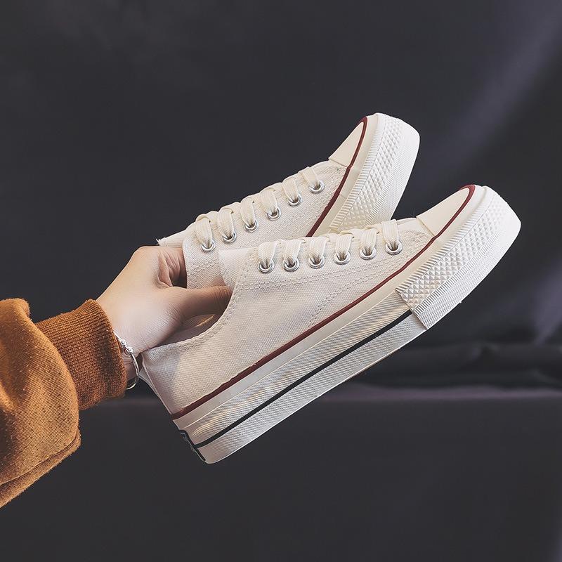 Весенние парусиновые туфли на платформе женские новые весенние универсальные повседневные кеды парусиновые туфли маленькие черные туфли кроссовки
