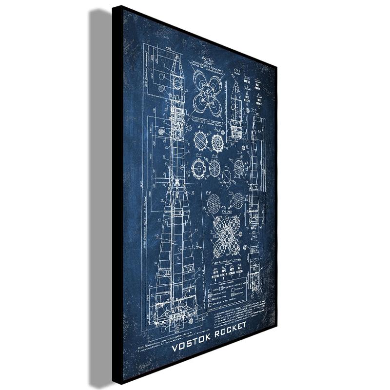 Винтажный постер на доске с чертежами на холсте, печать на холсте, космический челнок, произведение искусства, наука, настенное искусство, подарок, домашний декор комнаты