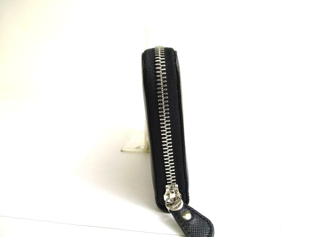 Оригинальный кошелек Salvatore Ferragamo Gancini из черной кожи с серебристой фурнитурой, на круговой молнии #a683 Восстановленный