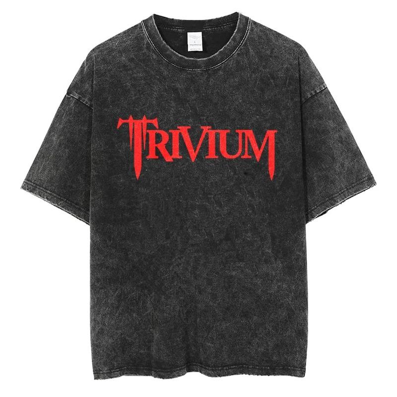 Футболка с альбомом Trivium Shogun Хлопок Качество Оверсайз Винтаж Черный Короткий рукав Мода Мужчины Женщины Уличная одежда