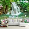 Waterfall River Wallpaper White Swan Green Tree Nature Photo Mural Landscape Wallpaper For Walls Home Decor