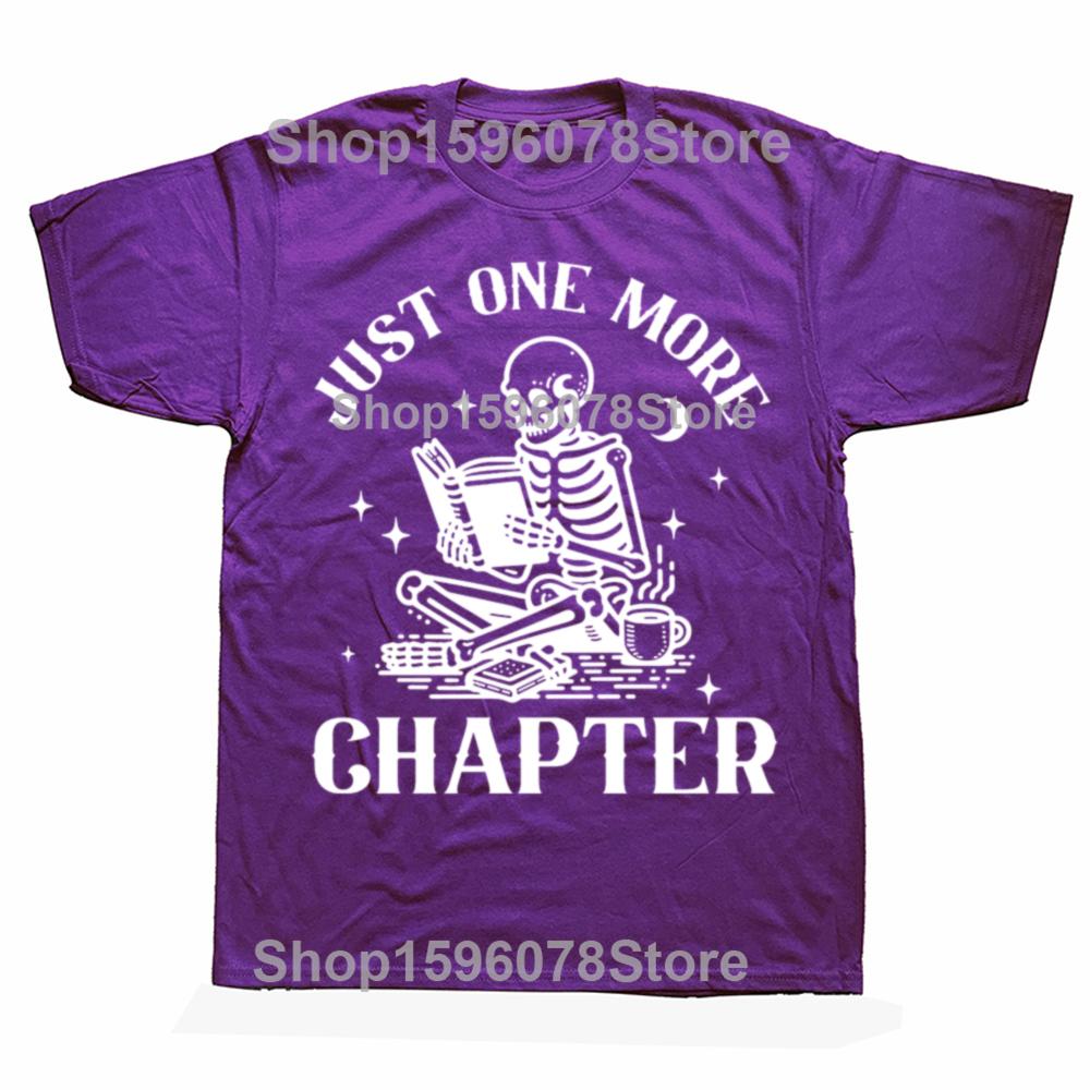 Еще одну главу Футболки Забавная футболка с черепом и книжным червем Любитель книг Чтение Учитель Футболка Женская Мужская Хлопок Футболки с коротким рукавом