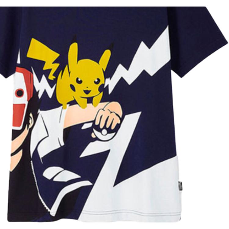 Uniqlo × Футболка с принтом из серии коллабораций Pokémon, мужские топы, темно-синий, UQ422048000