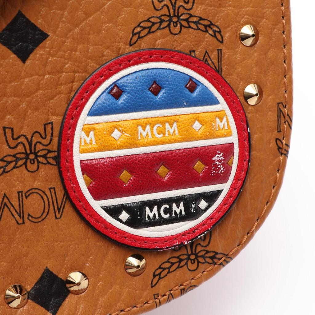 Used MCM Patricia Visetos Shoulder Bag leather Brown Black Used Women