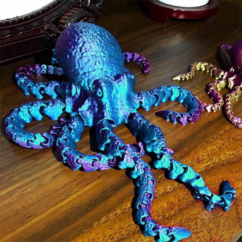 17см 3D-печатная фигурка осьминога с гибкими суставами Мини-модель осьминога Подвижная фигурка всего тела Украшение для ландшафта аквариума