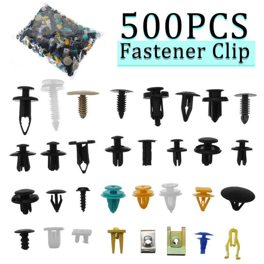Car Fastener Clips 500Pcs Mixed Car Fastener Universal Car Bumper Retainer Clips Plastic Push Rivet Door Clips Panel