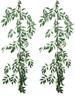 2 Pack Artificial Willow Leaves Vines Silk Hanging Willow Leaves Twigs Faux Green Plants for Centerpieces Table Runner Wedding Arch Wall Decoration