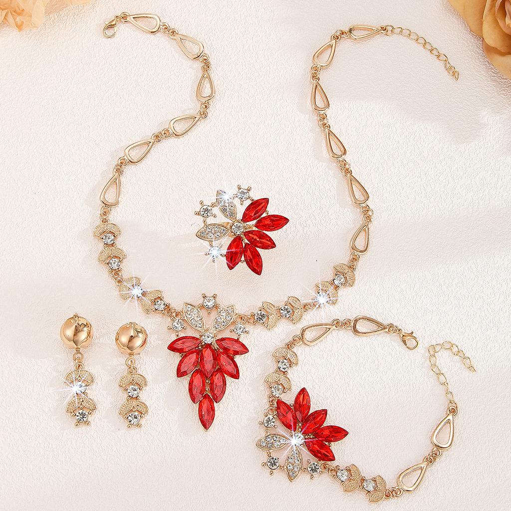 Модный комплект ювелирных изделий ожерелье браслет серьги кольцо для женщин дамы