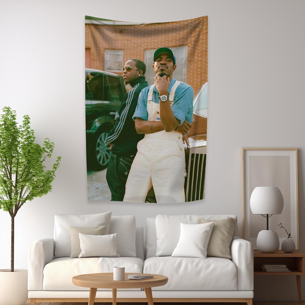 Rap Singer Tapestry OutKasts Album Cover Printed Flag Wall Hanging Background For Bedroom Indoor Outdoor Decor Concert Banner