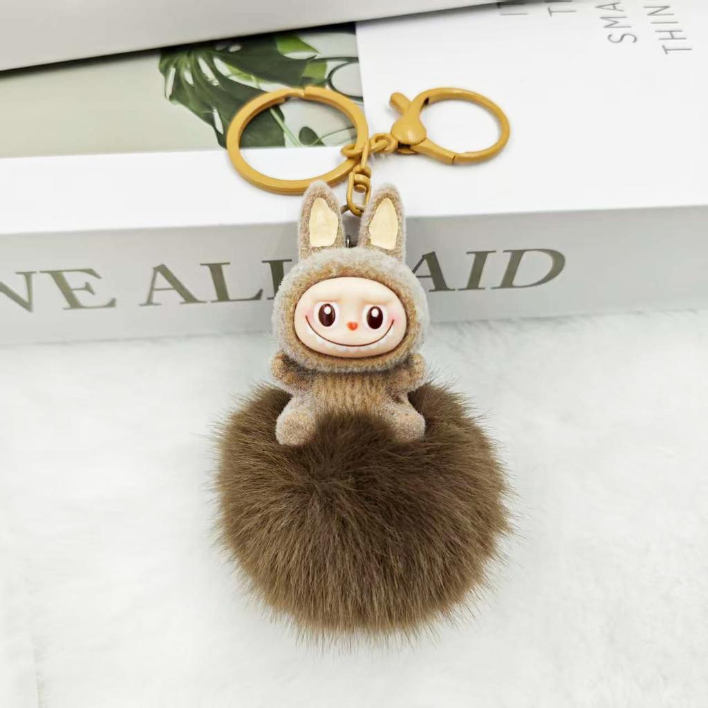 Flocking Fur Ball Keychain Pendant, Car Pendant, Girl Backpack Pendant.