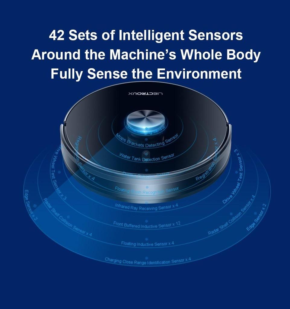 Liectroux X6 Robot Vacuum Cleaner, 6500Pa Suction, LDS Laser Navigation, 235ml Water Tank, 400ml Dustbin, 5 Maps Saved