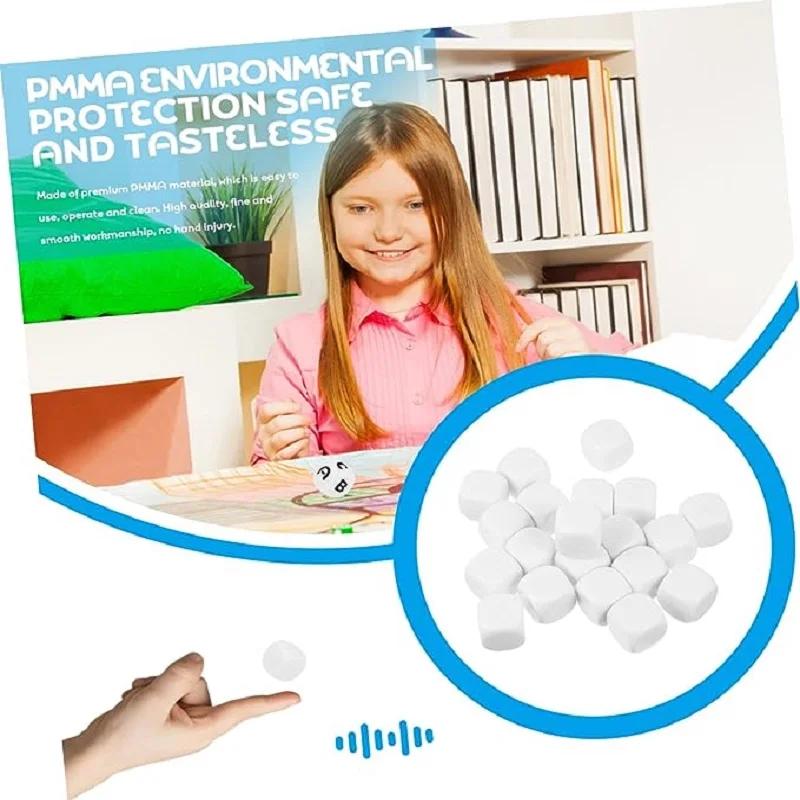 10Pcs 18mm D6 Round Corner Empty Acrylic White Blank Dice For DIY Board Game Write Painting Graffiti Props Educational Toys Tool