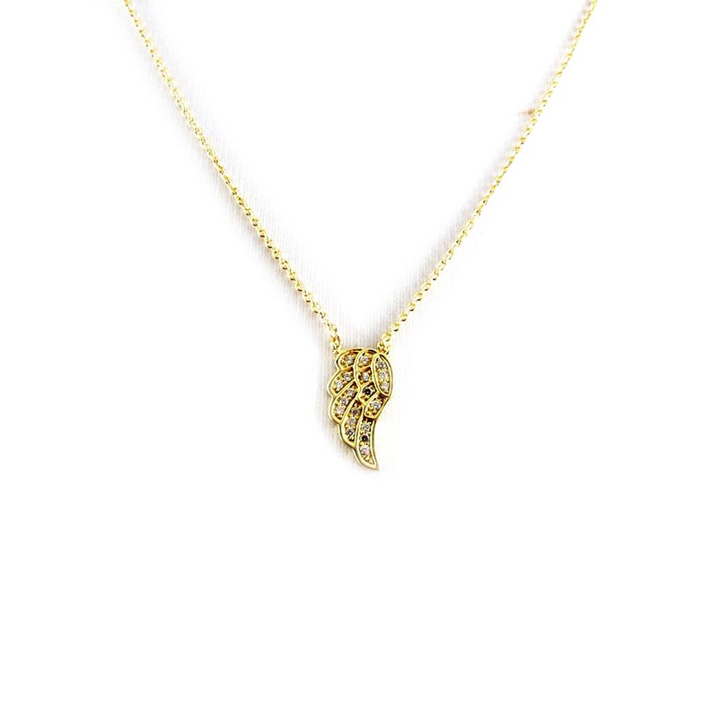 Les Trésors De Lily [L2002] - Gold-Plated 'Angel Wings' Necklace