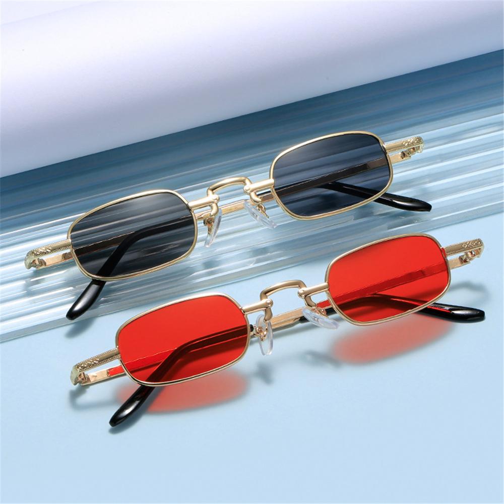 Women Travel Metal Frame Punk Sun Glasses Shades Small Rectangle Sunglasses UV400 Protection