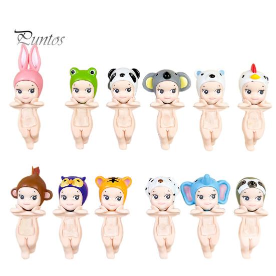 12 шт., держащая подбородок ангела, кукла, фрукт, головной убор, животное, фигурка ангела, ПВХ, мультяшная фигурка ангела, книжная полка, настольное украшение, орнамент