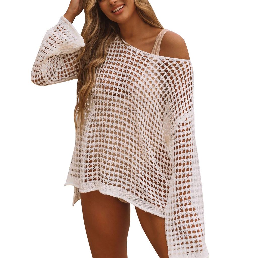 Новый топ бикини с сетчатым ажурным вязаным купальником Пляжная вязка