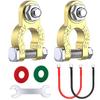 Battery Terminals + Battery Cable, 1 Pair Battery Pole Clamps with M8 Bolts 12V 24V Car Battery Connector Brass Pole Clamps Car Battery Pole Terminals