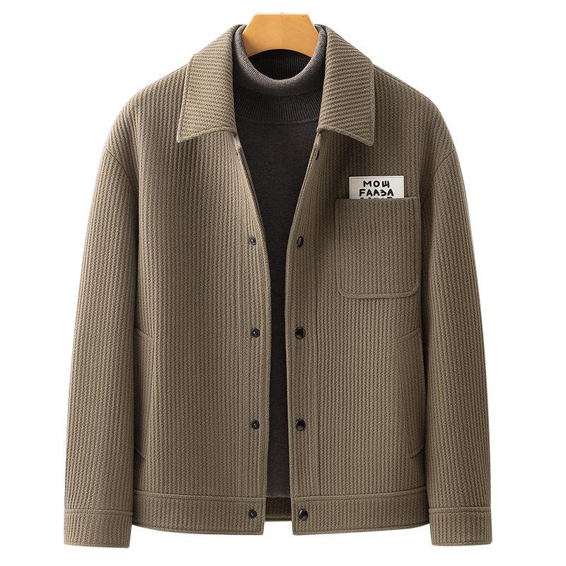 Шерстяная куртка мужская осенне-зимняя повседневная с лацканами, в стиле милитари, красивая короткая универсальная куртка-топ