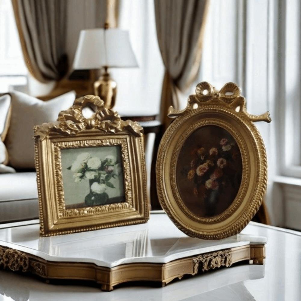 Retro Vintage Photo Frames Gold Photo Frame Ornament Creative Photo Display Holders for Desktop