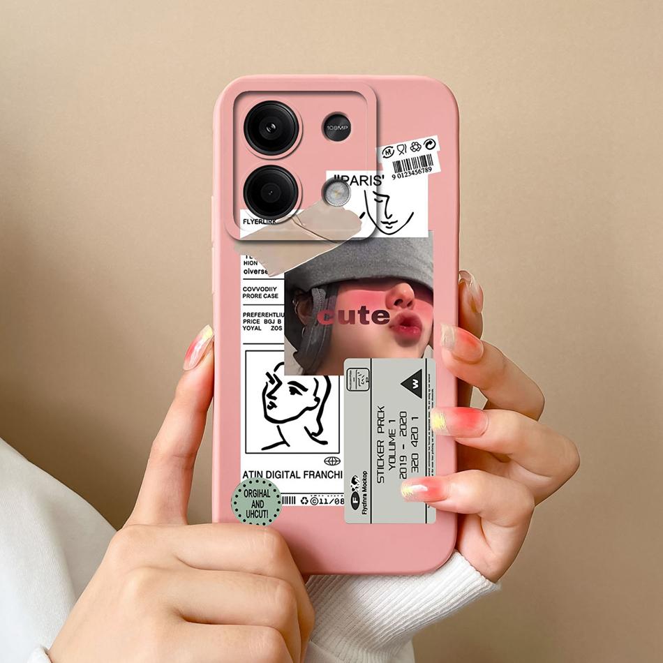 Чехол для телефона Xiaomi Redmi Note 13 Pro, мишка, жидкий силикон, полная защита, противоударная крышка для Redmi Note13 13Pro 4G 5G Capa